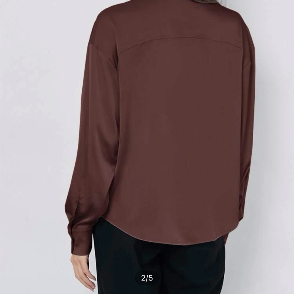 Brown blouse with tie in front